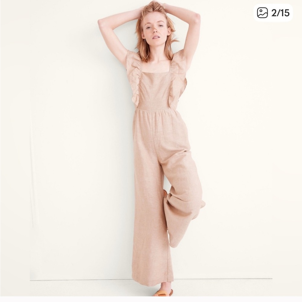 Madewell Linen Blend Ruffle Jumpsuit